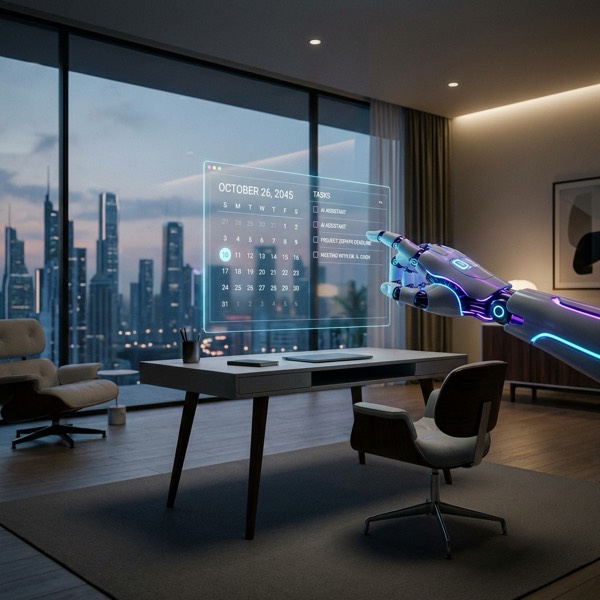 Robotic arm interacting with digital calendar
